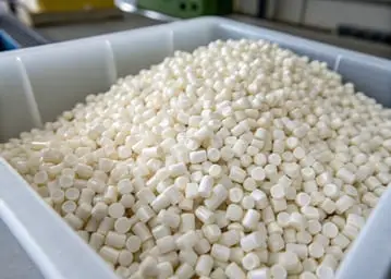 Pile of expensive PEEK resin pellets
